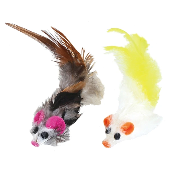 Іграшка для котів CattyMan Feather Mouse, з пір'ям, в асортименті
