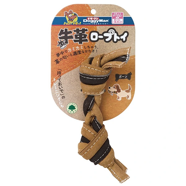Іграшка для собак DoggyMan Leather Rope Bone, Кістка з вузлами, шкіряна
