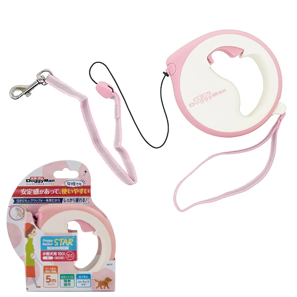 Повідець-рулетка для собак DoggyMan Retractable Lead Star, Рожевий, S