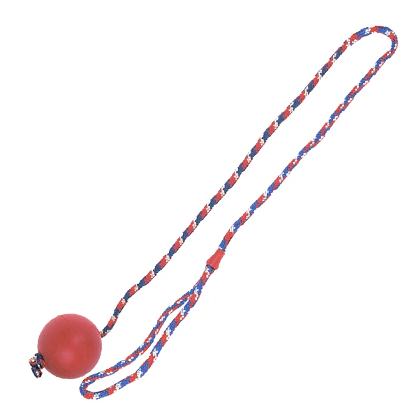 М'яч для собак Flamingo Ball With Rope, гумовий, на мотузці