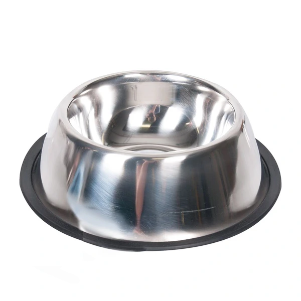 Миска для собак Flamingo Dish Rubber Rim, неіржавна сталь