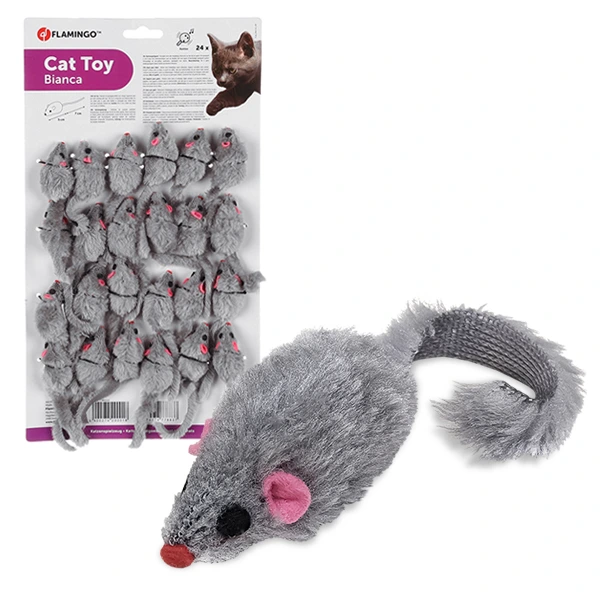 Іграшка для котів Flamingo Furry Mouse Grey, з брязкальцем і котячою м’ятою