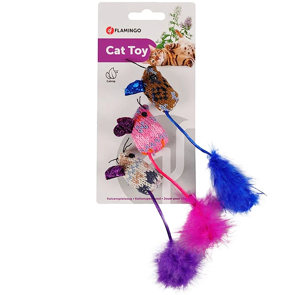 Іграшка для котів Flamingo Mohaire Mouse Glamour, з котячою м’ятою