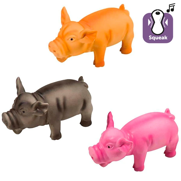 ПОРОСЯ ХРЮКАЮЧЕ латексна іграшка для собак Flamingo Teun Pig, Різнокольорове