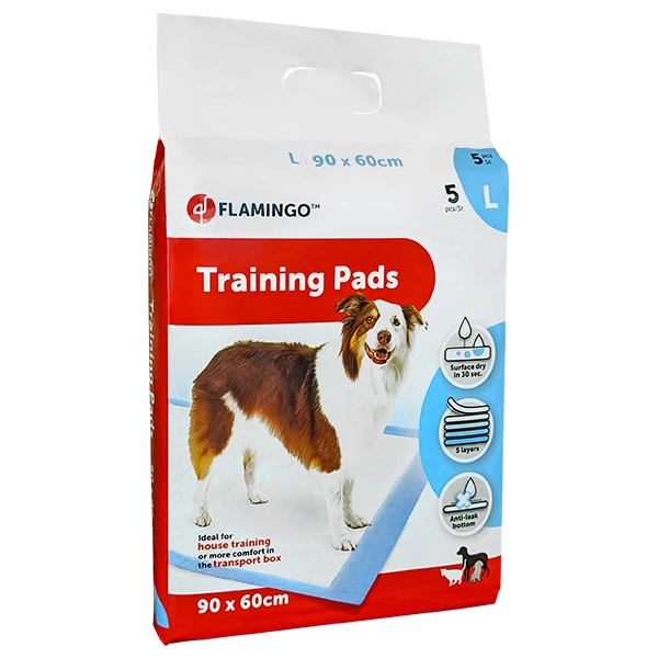 Одноразова пелюшка для цуценят Flamingo Training Pads Puppy, L, 90 см х 60 см, 5 од