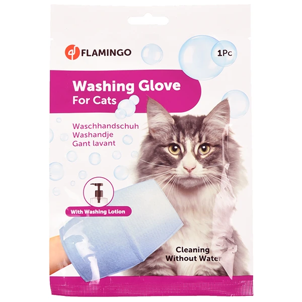 Рукавиця-серветка для котів Flamingo Washing Glove Cat, для миття без води