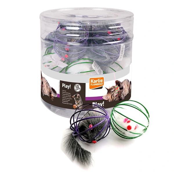 Іграшка для котів Flamingo Wire Ball With Mouse, Миша в металевій кулі