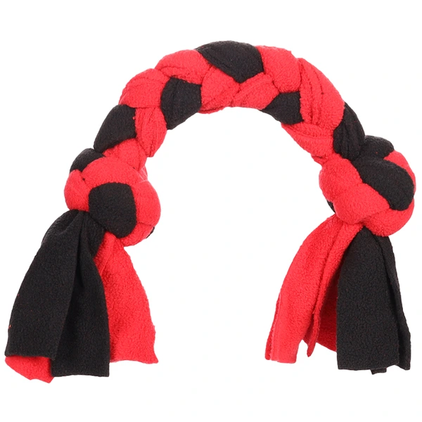 МОТУЗЯНА КІСТКА З ВУЗЛАМИ іграшка для собак Flamingo Womas Fleece Bone With Rope, Червоний з чорним, L