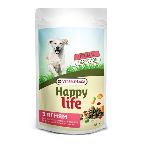 Корм для собак Happy Life Adult with Lamb, для средних и крупных пород, 0.35 кг