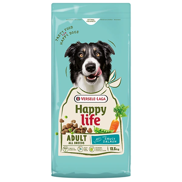 Корм для собак Happy Life Adult, с лососем, для всех пород, 12.5 кг