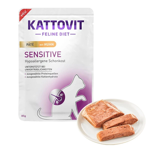 Корм для котів Kattovit Veterinary Sensitive Chicken, паштет, пауч 85г