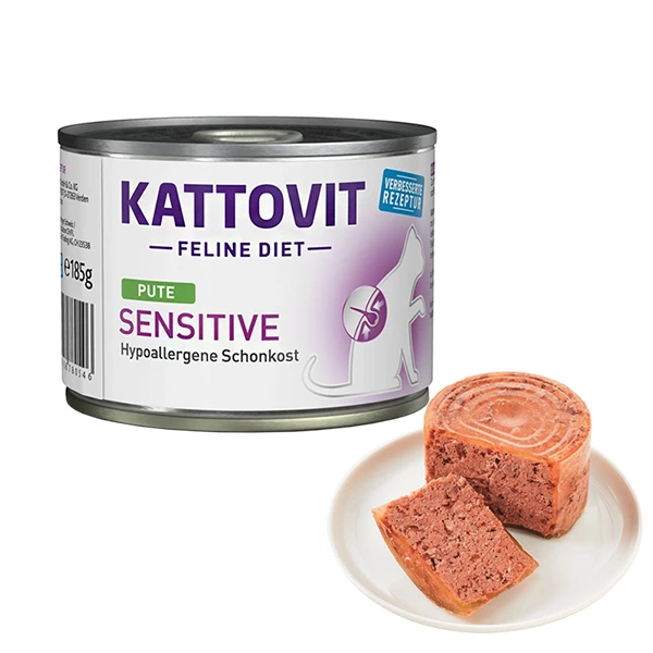 Корм для котів Kattovit Veterinary Sensitive Turkey, банка 185г Індичка