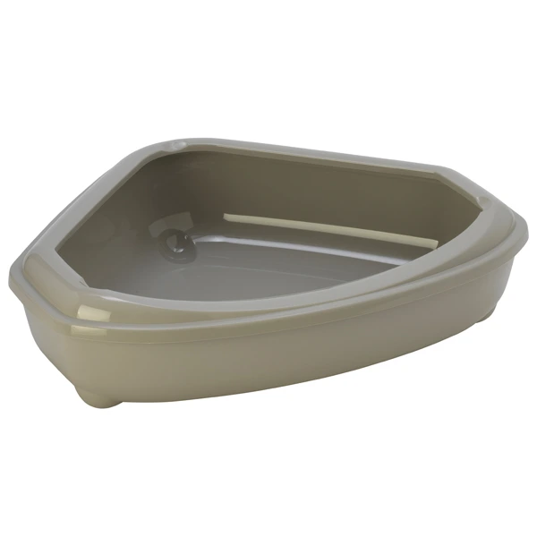 Туалет для котів Moderna Corner Tray, Кутовий, з бортиком, Теплий сірий