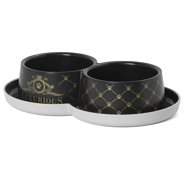 Подвійна миска для котів Moderna Double Trendy Dinner, Лакшеріз, Чорна, 2х350мл
