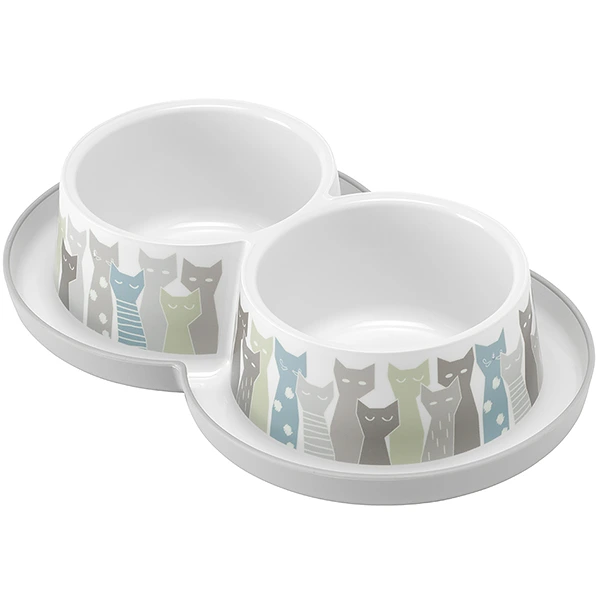 Подвійна миска для котів Moderna Double Trendy Dinner, Масаї, Світло-сіра, 2х350мл