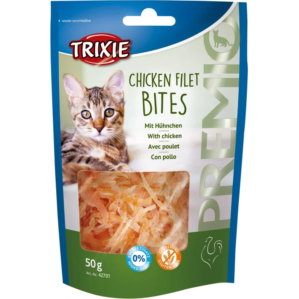 Лакомство Trixie Premio Chicken Filet Bites для кошек сушеное куриное филе 50 г