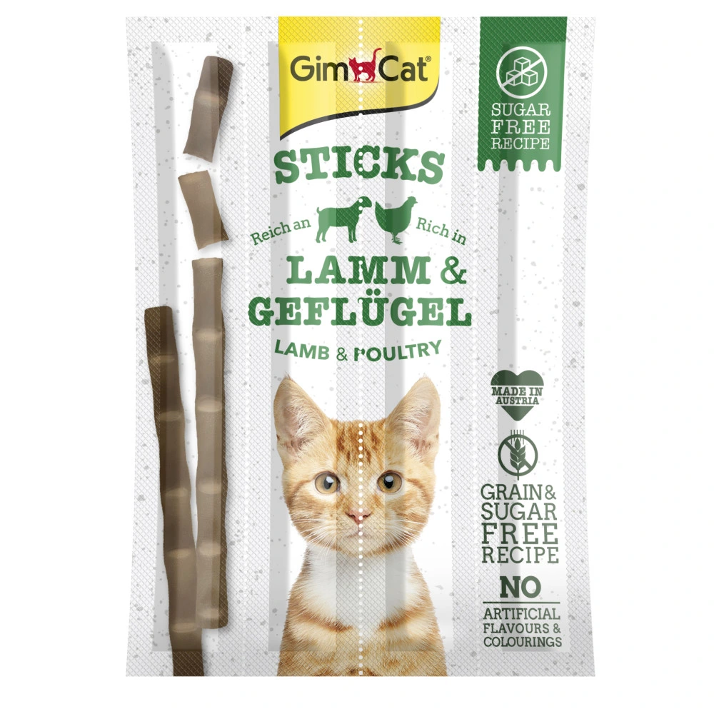 Ласощі GimCat для котів палички з ягням та куркою 4 шт по 5 г