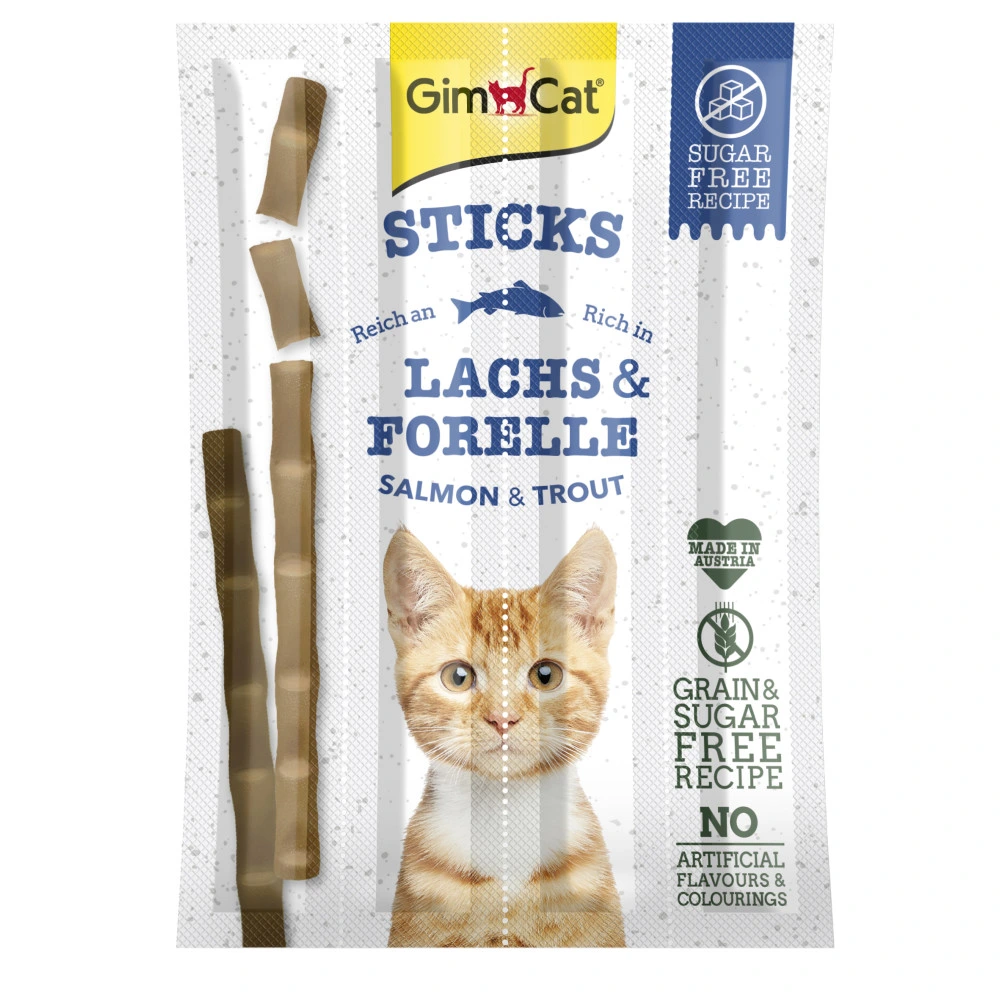 Ласощі GimCat для котів палички з лососем та фореллю 4 шт по 5 г