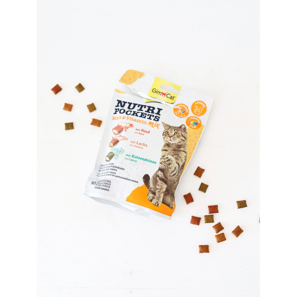 Вітамінні ласощі GimCat Nutri Pockets для котів для зміцнення імунітету мультивітамін мікс 150 г