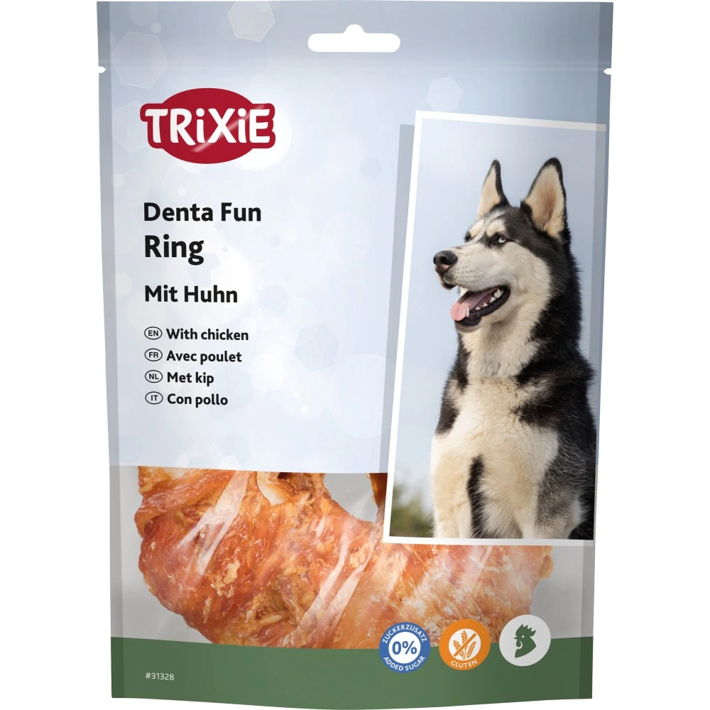 Ласощі Trixie Denta Fun для собак Кільце для чищення зубів з куркою 10 см 110 г
