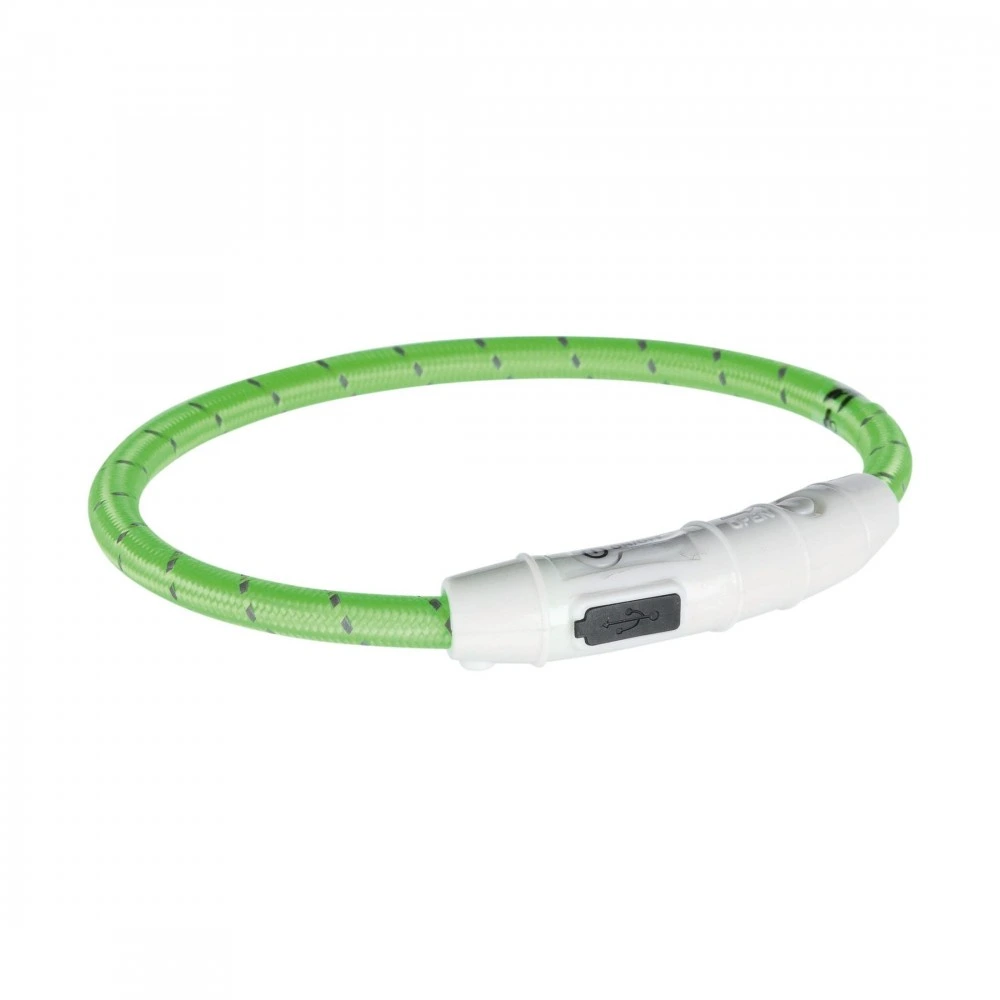 Нашийник Trixie Flash Light Ring USB для собак з підсвічуванням силіконовий зелений розмір L–XL 65 см/7 мм