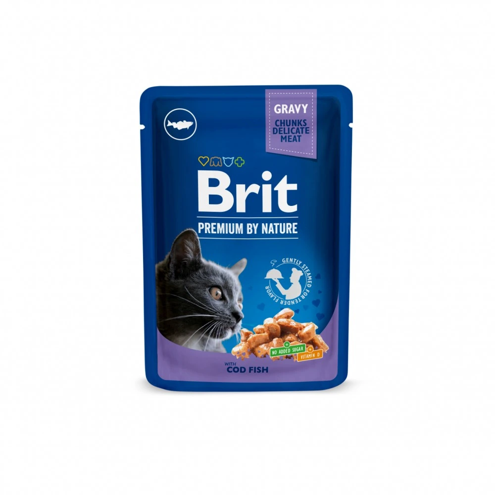 Корм вологий Brit Premium Cat Cod Fish pouch для котів з тріскою 100 г