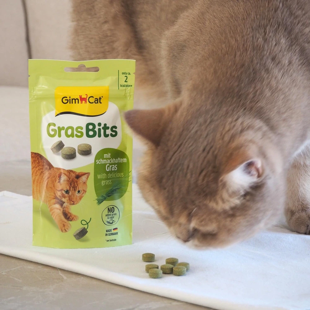 Ласощі GimCat GrasBits для котів таблетки з травою 40 г