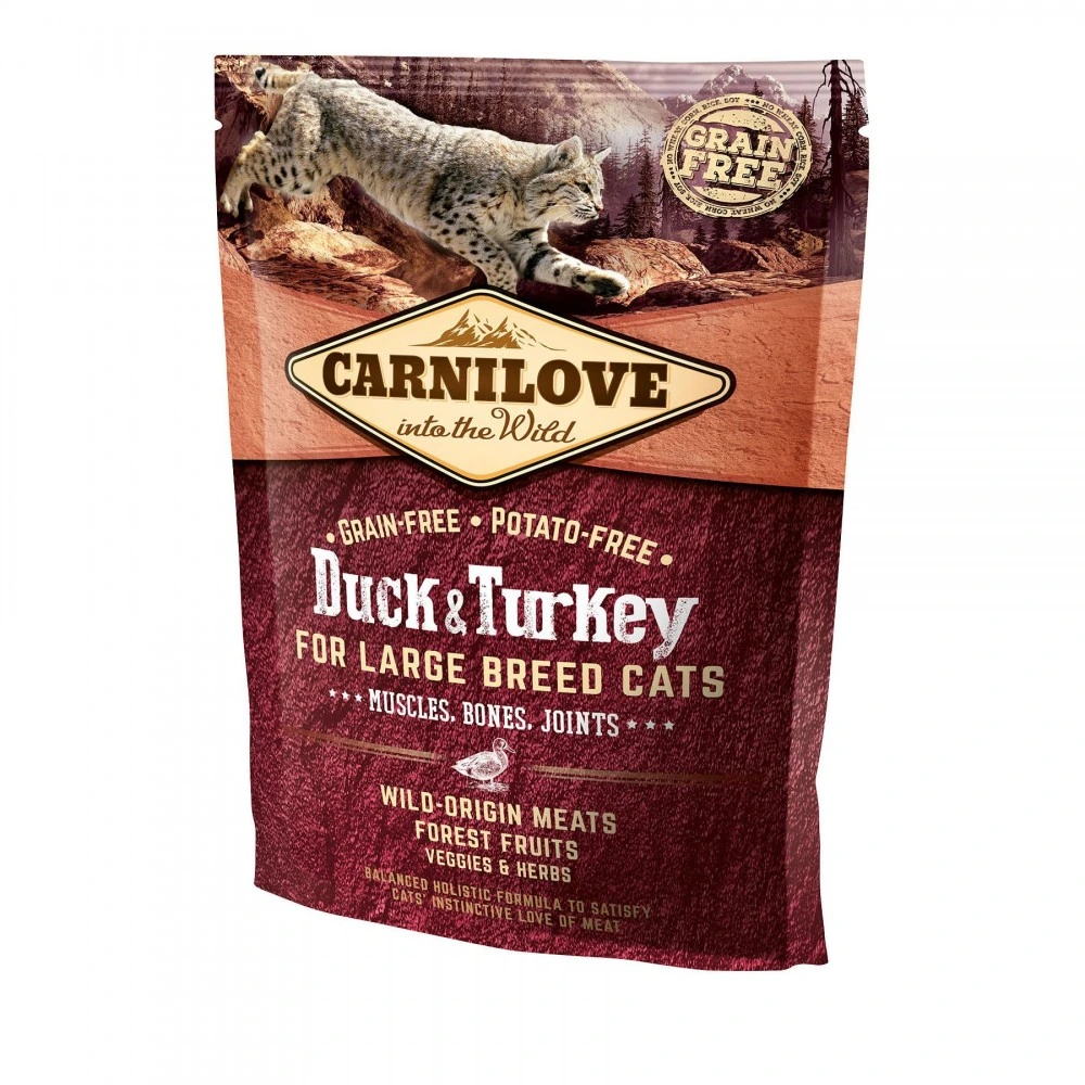 Корм сухий Carnilove Cat Large Breed для дорослих котів великих порід з качкою та індичкою 400 г