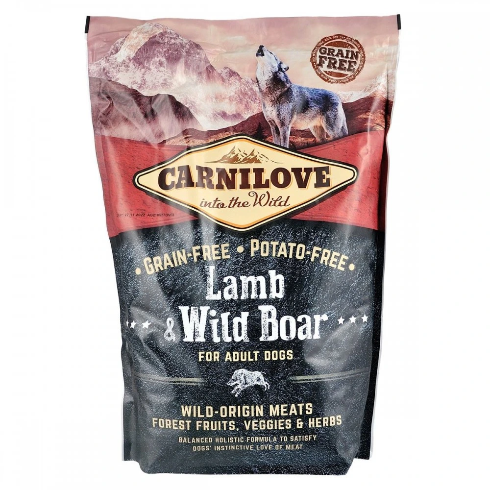 Сухой корм Carnilove Adult Lamb and Wild Boar для взрослых собак всех пород с ягненком и диким кабаном 1,5 кг