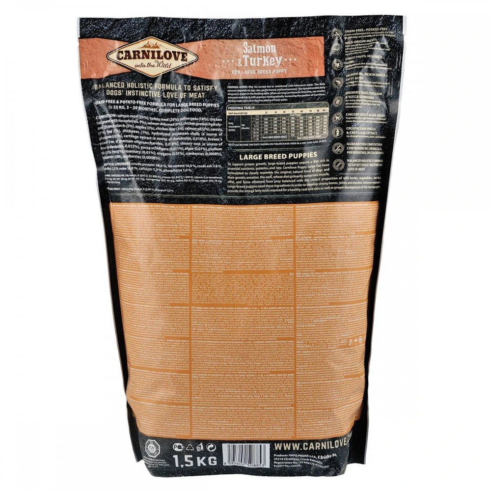 Сухой корм Carnilove Puppy Large Breed Salmon and Turkey для щенков крупных пород с лососем и индейкой 1,5 кг