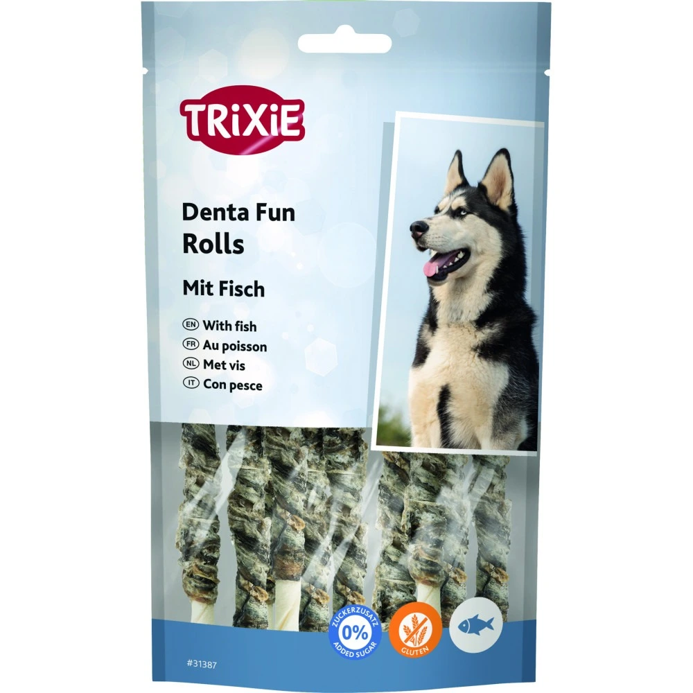 Ласощі Trixie Denta Fun для собак Роли жувальні натуральна шкіра 12 см 75 г 10 шт/уп