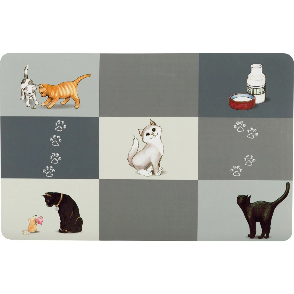 Килимок під миску Trixie для котів Patchwork сірий пластик 44х28 см