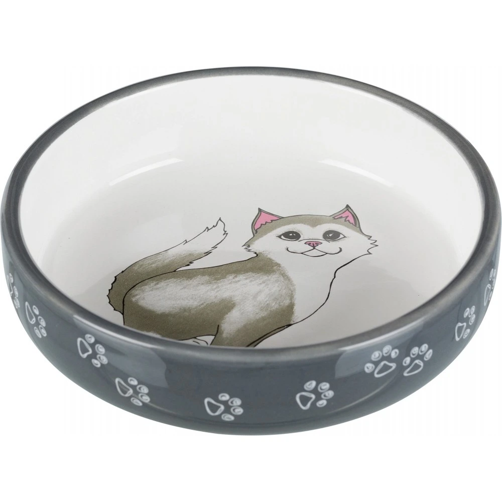 Миска Trixie для котів короткомордих порід сіра/біла керамічна 15 см 300 мл