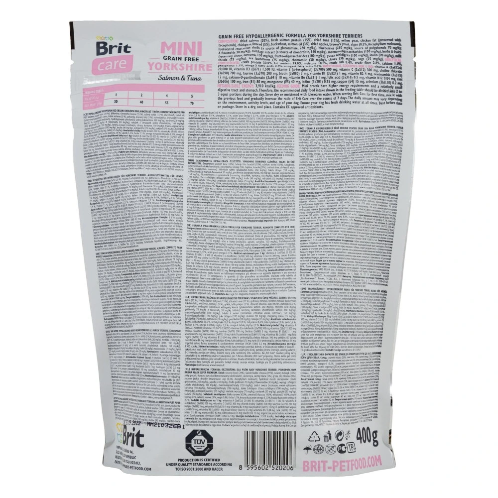 Корм сухий для собак Brit Care Grain Free Mini Yorkshire, з лососем та тунцем, 400 г