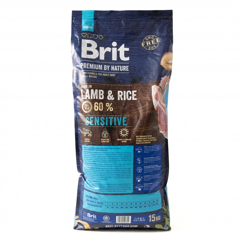 Корм сухий Brit Premium Dog Sensitive Lamb для собак з чутливим травленням з ягням 15 кг