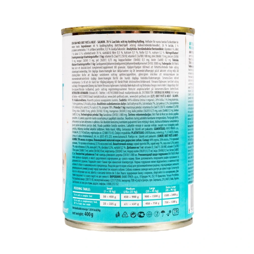 Влажный корм Brit Care Pate and Meat для взрослых собак с лососем 400 г