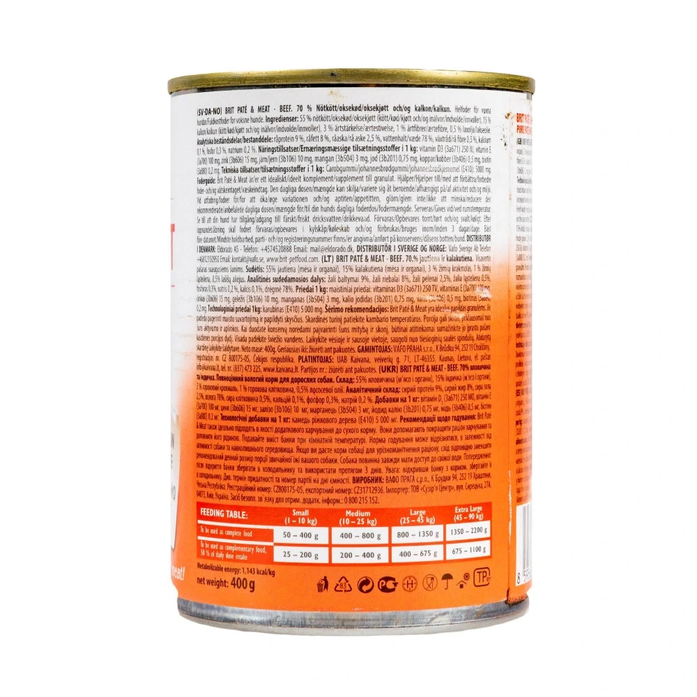 Влажный корм Brit Care Pate and Meat для взрослых собак с говядиной 400 г