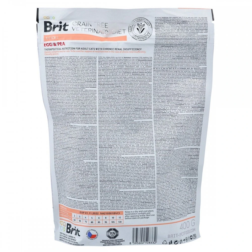Корм сухий Brit Grain Free VetDiet Cat Renal для котів з захворюванням нирок з яйцем та горохом 400 г