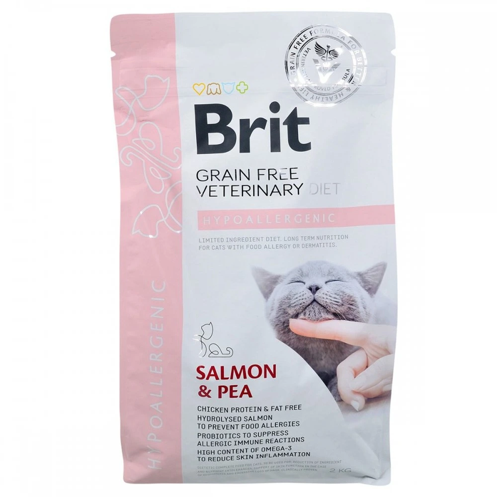 Корм сухий Brit Grain Free VetDiet Cat Hypoallergenic для котів з харчовою алергією та непереносимістю з лососем та горохом