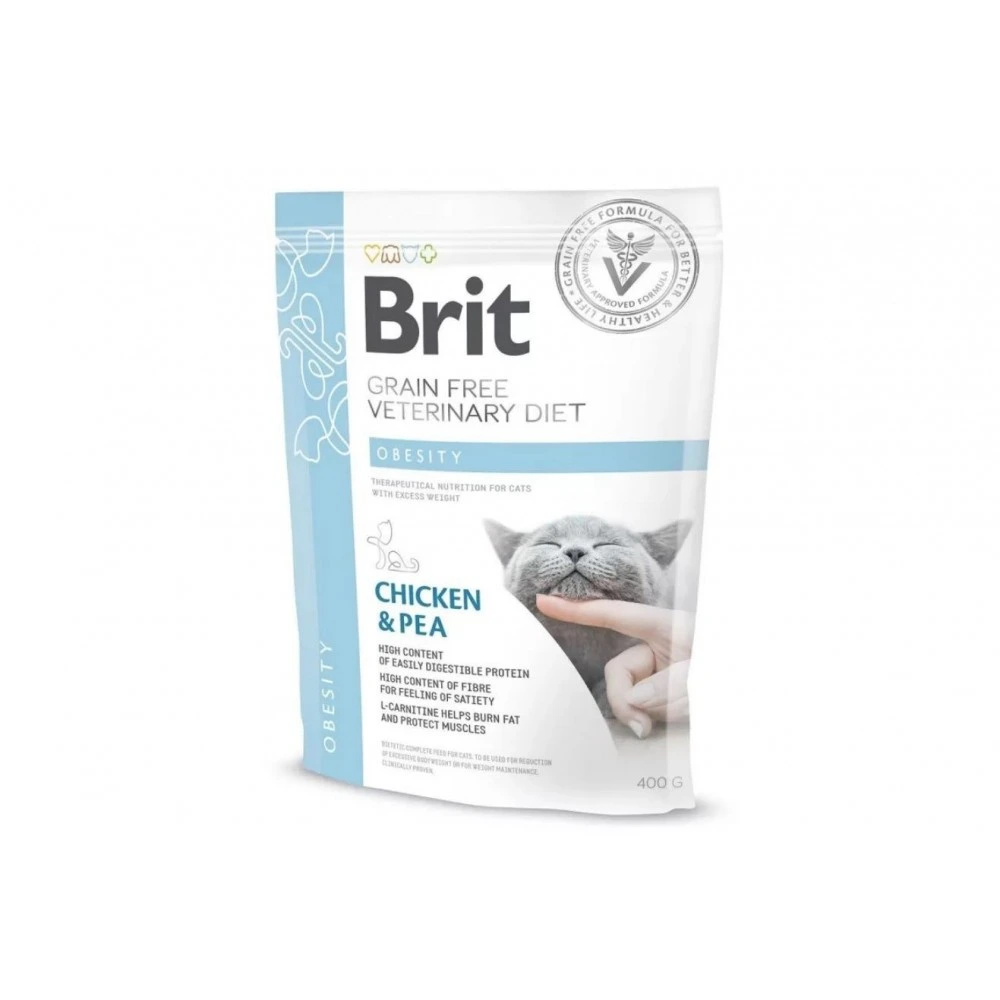 Корм сухий Brit Grain Free VetDiet Cat Obesity для котів з зайвою вагою та ожирінням з куркою та горохом 400 г