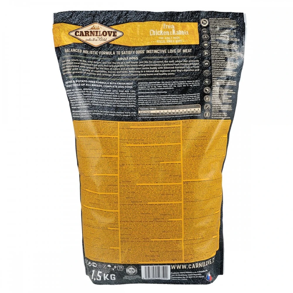 Сухой корм Carnilove Fresh Chicken and Rabbit for Adult dogs для взрослых собак всех пород с курицей и кроликом 1,5 кг