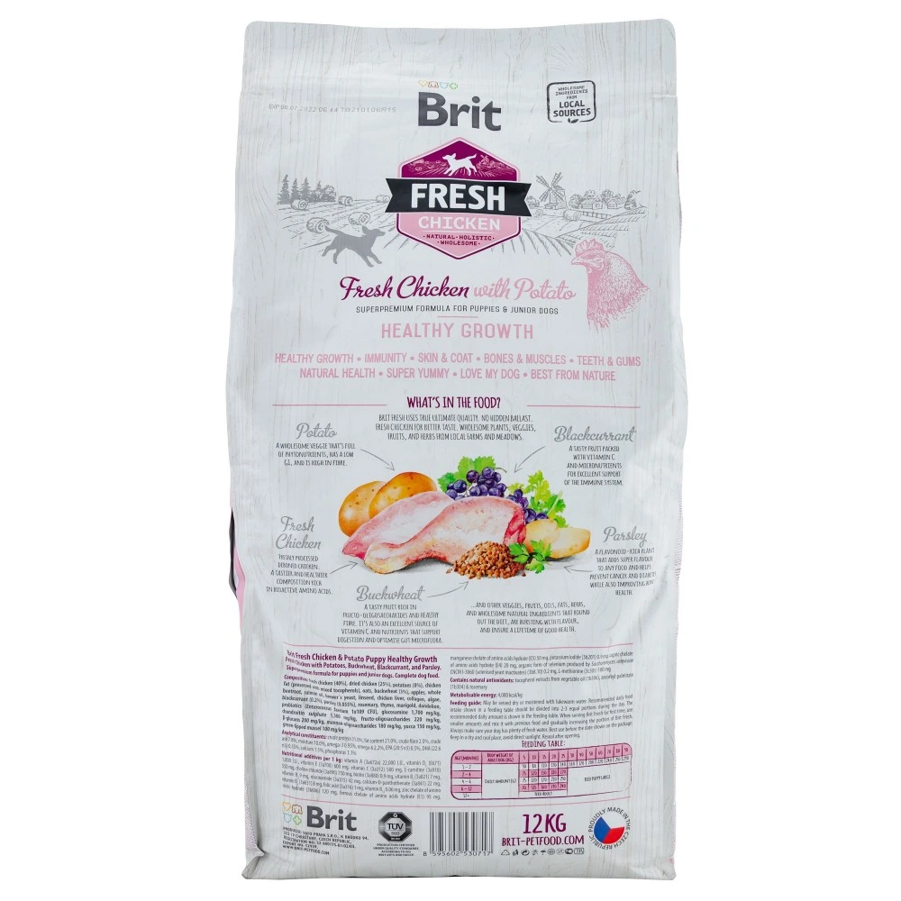 Корм сухой Brit Fresh Chicken/Potato Puppy для щенков и молодых собак всех пород с курицей и картофелем 12 кг