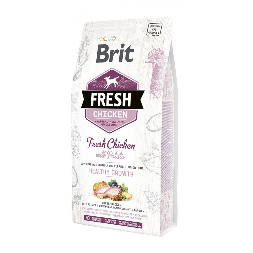 Корм сухой Brit Fresh Chicken/Potato Puppy для щенков и молодых собак всех пород с курицей и картофелем 2,5 кг