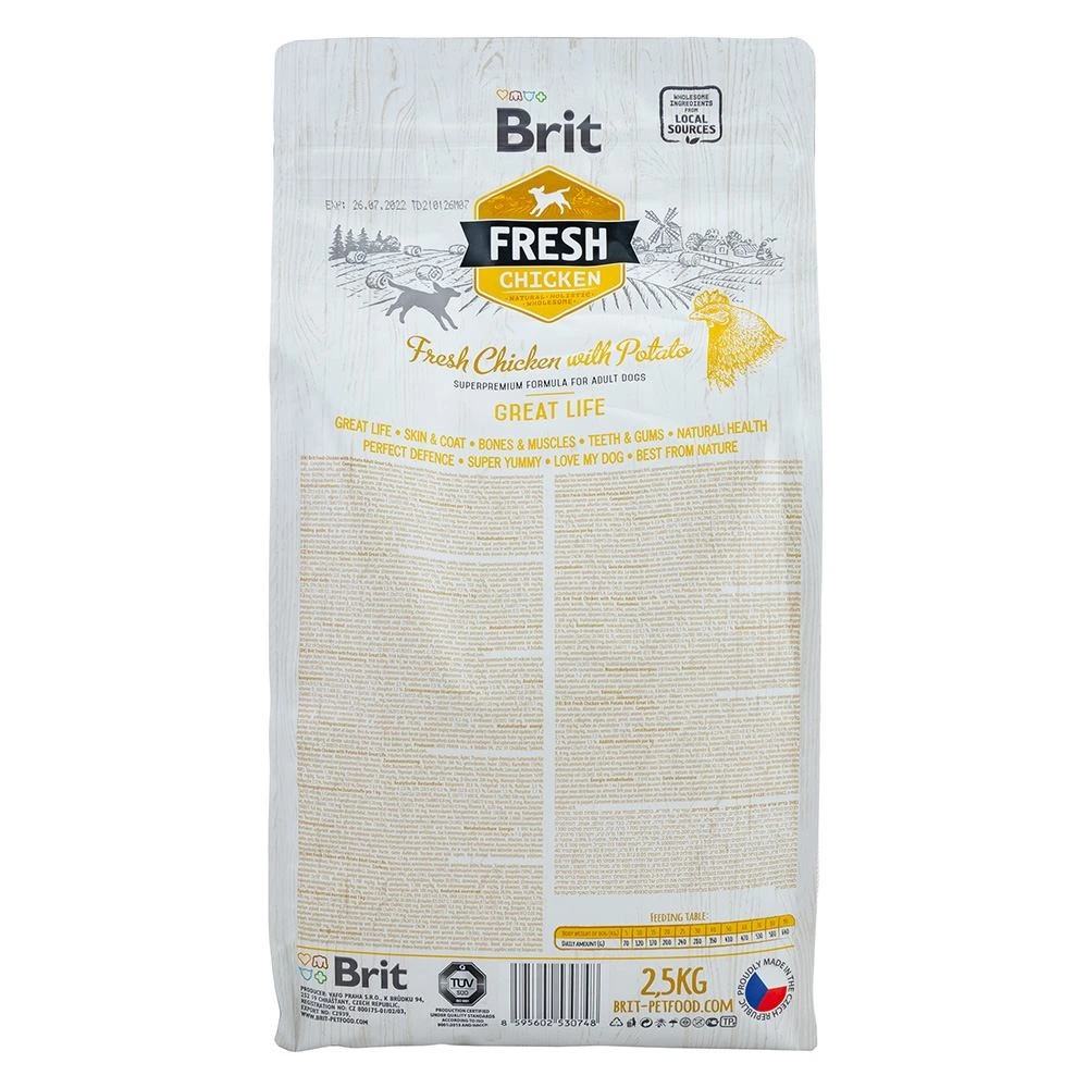 Корм сухой Brit Fresh Chicken/Potato Adult для взрослых собак всех пород с курицей и картофелем 2,5 кг