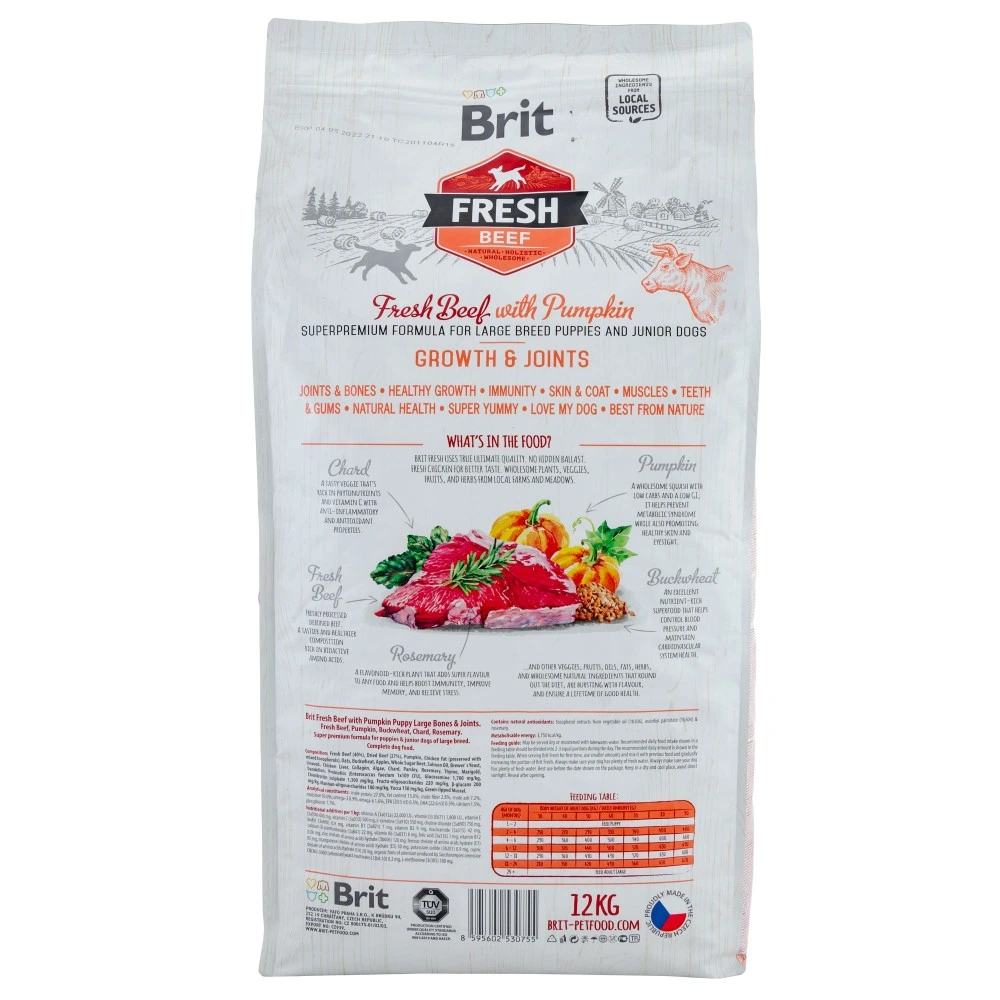 Корм сухой Brit Fresh Beef/Pumpkin Puppy Large для щенков и молодых собак крупных пород с говядиной и тыквой 12 кг