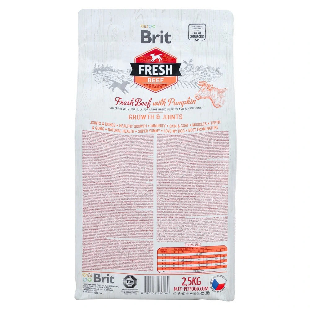 Корм сухой Brit Fresh Beef/Pumpkin Puppy Large для щенков и молодых собак крупных пород с говядиной и тыквой 2,5 кг