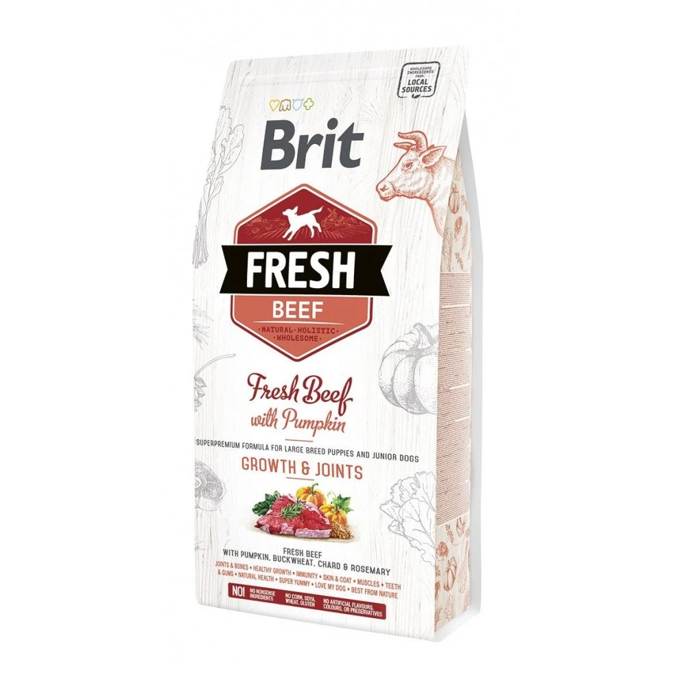 Корм сухой Brit Fresh Beef/Pumpkin Puppy Large для щенков и молодых собак крупных пород с говядиной и тыквой 2,5 кг