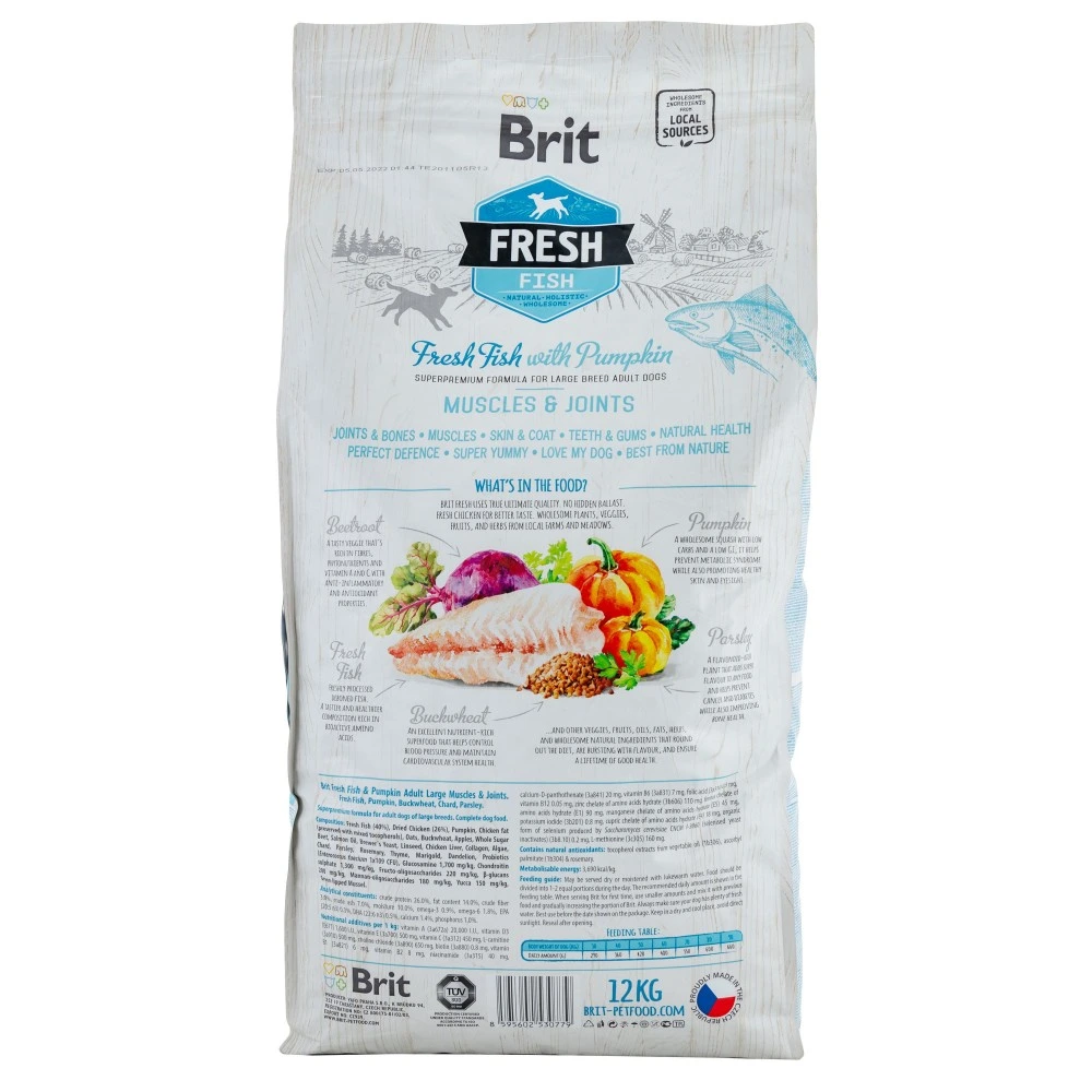 Корм сухой Brit Fresh Fish/Pumpkin Adult Large для взрослых собак крупных пород для мышц и суставов с рыбой и тыквой 1