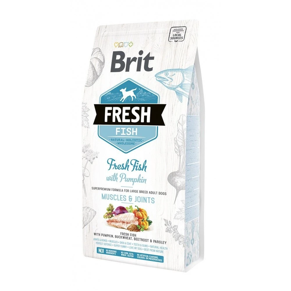 Корм сухой Brit Fresh Fish/Pumpkin Adult Large для взрослых собак крупных пород для мышц и суставов с рыбой и тыквой 2