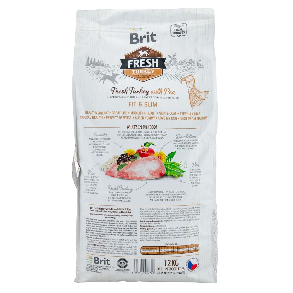 Корм сухой Brit Fresh Turkey/Pea Fit and Slim для собак пожилого возраста и с лишним весом с индейкой и горохом 12 кг